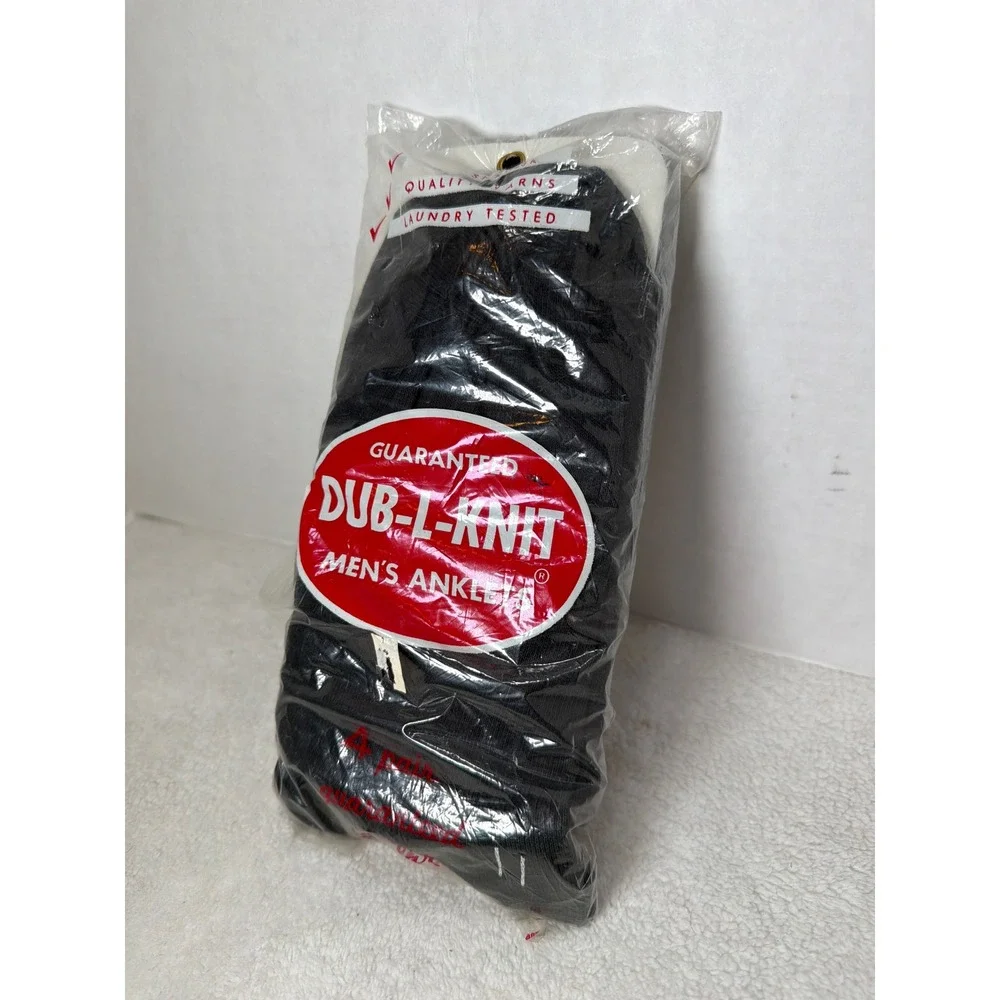 Vintage NOS Dub-L-Knit Men's Anklets Black Guaranteed‎ 4 pair Size 11